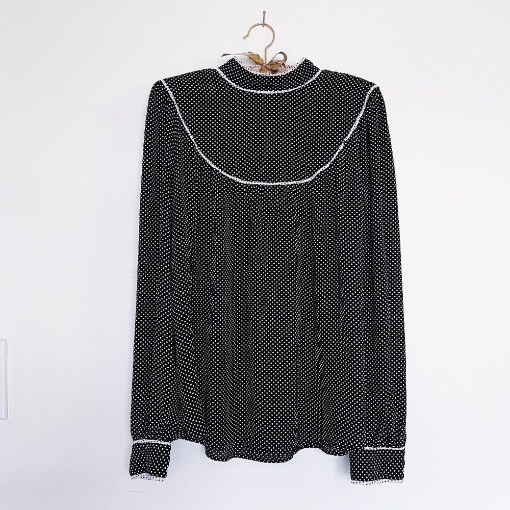 Who What Wear Black & White Polka Dot Blouse